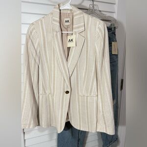 Anne Klein Women's Cream Striped Blazer
